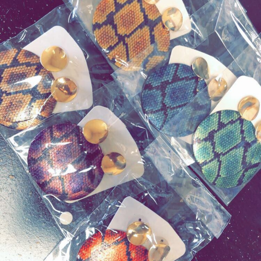 Snake Skin painted Dangled Earrings